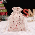 Christmas cotton linen drawstring gift bag with red sparkling Christmas tree patterns - 13*18cm / Red Christmas Tree