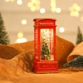 Farol de Navidad con forma de cabina telefónica roja, árbol mini y regalos - Cabina Telefónica Estilo Árbol
