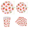 Ensemble de vaisselle de fête fraise avec assiettes en papier, gobelets et serviettes - Gobelets en Papier Fraise