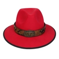 Red western cowboy hat with brown leather band and metal bull head skull ornament - M (56-58cm) / Red (89 Series Long Ox Head Buckle Decor)