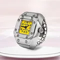 Quartz ring watch featuring a rectangle silver case with a vibrant yellow dial - Small Square Yellow Dial