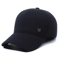 Cappello da baseball invernale blu navy da uomo con fodera calda e stemma in metallo - Regolabile / Blu Con Etichetta a Scudo