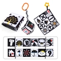 High contrast black and white baby sensory cloth book with visual training cards - Soothing Towel & Crib Bumper & Hanging Toy Set