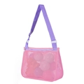 Single Shoulder Mesh Bag Pink with Purple Strap 20*25*8cm