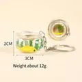Porte-clés mini aquarium avec poisson koi jaune et dimensions de 2cm de haut - Style porte-clés / Jaune