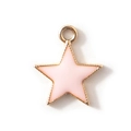 Pentagram star pendant in pink enamel finish with golden metal plating for DIY jewelry - Pink Gold Plated