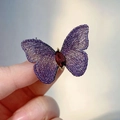 Exquisite purple embroidered butterfly brooch with red gemstone held in hand - Embroidered Gem Butterfly (X0523) / Approx. 4.0x3cm / Purple