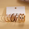 Set di tre paia di orecchini a cerchio dorati e tartarugati per donne alla moda - 69# Perno in Argento (Set da 6 Pezzi) / Marrone oro