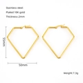 Golden geometric diamond hoop earrings in 18K gold plated stainless steel - 50*55mm / Gold