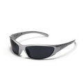 Occhiali da sole Y2K argento futuristici con montatura sportiva e lenti scure - Argento Opaco