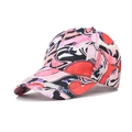 Graffiti print baseball cap with pink and red gradient abstract pattern shown at 45 degrees - Adjustable / Pink