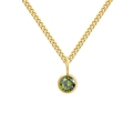 Gouden roestvrijstalen Cubaanse ketting met een ronde groene geboortesteen hanger - Augustus Lichtgroen - Goud