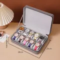 Gray leather watch box with 10 slots and soft lining for travel and storage - 10 Slots / Gray