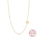 Gold plated 925 sterling silver necklace featuring an M letter pendant and diamonds - Gold-M