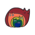 Minimalistische Regenbogen Katzen Emaille Brosche mit buntem Tierdesign für Kleidung - Verschachtelte Katze / Bunt