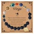 Handmade Virgo zodiac bracelet with black lava beads and star charm on gift card - Virgo