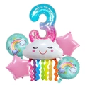 Rainbow cloud and number 3 foil balloon set with colorful tassels for birthday party - Number 3 Set