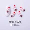 Macro detail of a 3D resin ice cream cone nail art charm with pink cream and cherry - Pink Soft Serve Cone MZH-9579