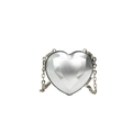 Mini heart-shaped evening bag in silver metallic finish with geometric faceted design - Silver