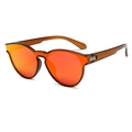 Amber frame polarized sunglasses with orange mirrored lenses and cat-eye design - Tea Frame Red Mirror C3