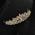 Golden Baroque bridal crown with crystals on a black display box for wedding hairstyles - Style 9