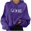 Men's purple hoodie with Good Vibes print featuring comfortable 2D streetwear style - Purple
