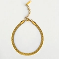 Flaches 4mm 18k vergoldetes Schlangenkette-Armband mit Karabiner und K18-Stempel - Stil 1 / Gold / Armband