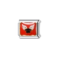 Italian modular bracelet charm in silver stainless steel with red enamel angel character - Winged Figure Design (Y58) / Silver