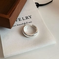 Minimalist 925 sterling silver open ring in polished silver finish on a fabric pouch - JZ0958-Silver Open