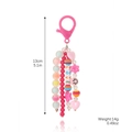 Porte-clés en perles lettres LOVE rose avec visage souriant et pendentif cœur - K2309-1 Boucle Rose LOVE (Smiley)