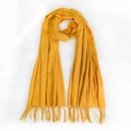 Soft faux cashmere scarf in bright yellow featuring delicate fringe trim for winter warmth - Yellow