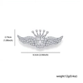 Silver crown wings brooch with pearls and crystals, size 6.5cm width and 12g weight - XD825578-Silver Crown Wing Pearl