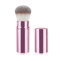Retractable makeup brush in rose gold with soft synthetic fiber bristles for blush application - Small Rose Pink Round