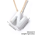 Golden delicate chain necklace with translucent frosted letter N pendant and size markings - Letter N (N01210-N)