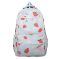 Light blue school backpack with cute strawberry and lemon prints for teenage girls - Light Blue