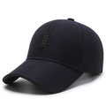 Classic dark blue baseball cap with vertical SPORT patch and structured canvas texture - Adjustable / Navy Blue