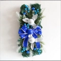 Weihnachtskranz für Türen mit grünen Tannennadeln, blauen Kugeln und großer blauer Schleife - Neu Blau Tropfenform Girlande mit Licht