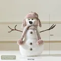 Christmas snowman plush doll in brown plaid hat and scarf, 40x20x14cm standing figure - Snowman Plush Ornament Style (A410-4)