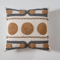 Moroccan tufted boho pillow cover with grey geometric patterns and fringe edges - Style L-Grey Brown Geometric Tufted