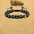 Adjustable Libra zodiac bracelet with black beads and natural tiger eye stone - Libra