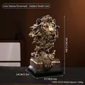 Statue moderne de tête de lion dorée sur socle noir, décoration de luxe, hauteur 30cm - Ornement de Tête de Lion Nouveau Style