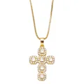 Collana con ciondolo a croce placcata oro 18 carats con pietre di zirconi bianchi brillanti - Stile C-Croce di Zircone Bianco