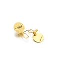 Golden 15mm round stainless steel earring clips with ornate patterns and hanging loops - Heart Patterned Disc Style (F2258) / 15mm (10 Pieces Pack) / Gold