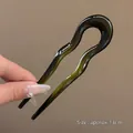 Elegante U-vormige donkergroene haarpin met golvend acrylontwerp, lengte ongeveer 13cm - Ongeveer 13cm / Donkergroen