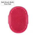 Rose red silicone massage pet bath brush with non-slip grip and dense scrubbing bristles - Simple Packaging / Rose Red