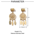 Gold dreamcatcher pendant in stainless steel with 27mm height and product parameters - Gold-Dreamcatcher