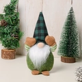 Gnome de Noël sans visage avec habit en velours vert et chapeau à carreaux noir vert - Vieil Homme Vert Couvrant Visage