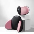Ensemble repose-tête et support lombaire de voiture en mousse à mémoire rose et noir - Style Avion Un Appui Tête / Rose Sakura
