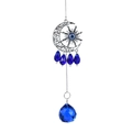 Blue Evil Eye sun catcher with silver crescent moon and crystal ball pendant - 65.3g/32cm