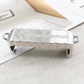 Silver metal phone clip attachment with wavy texture and Love will start here engraving - D2181 Single Heart Clip